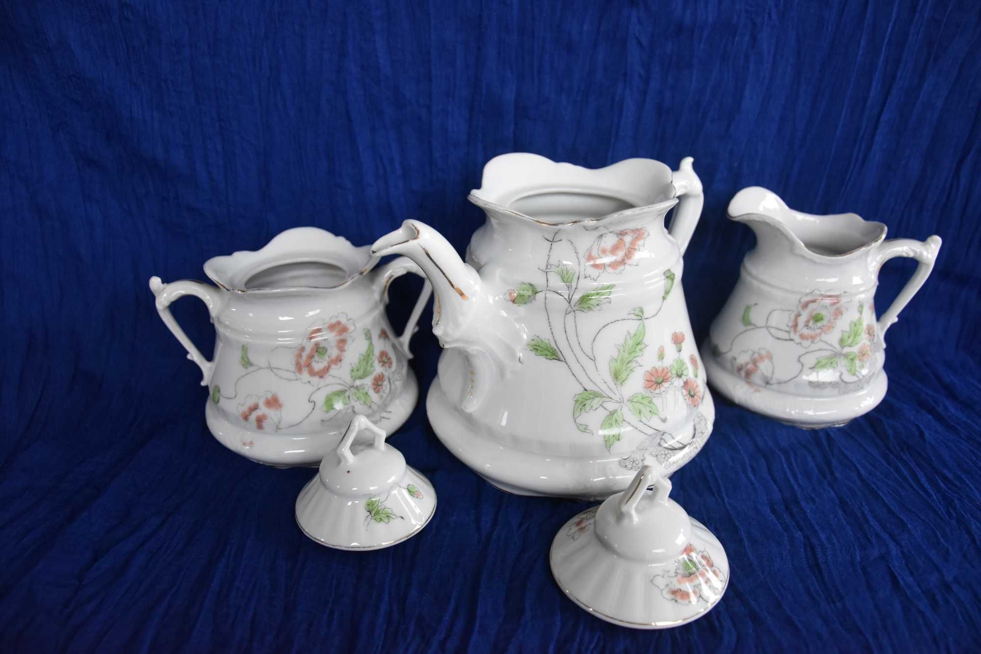 Porcelana - zestaw kawa herbata ręcznie zdobiony stara porcelana