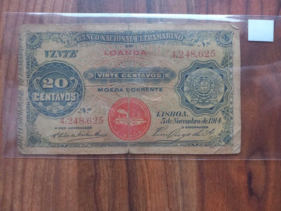 Nota 20 Centavos 1914 Angola, Loanda