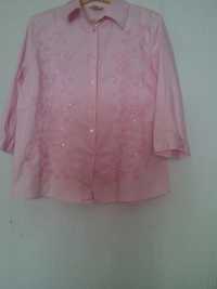 Блуза розовая нарядная с вышивкой летняя большой размер 54-56.