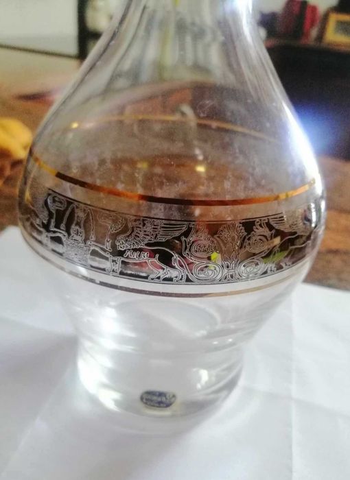 Garrafa /licoreira cristal Bohemia c/cálices s/uso