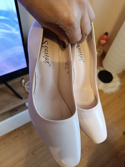Nowe buty 38,na obcasie Seastar. Pudrowy róż.