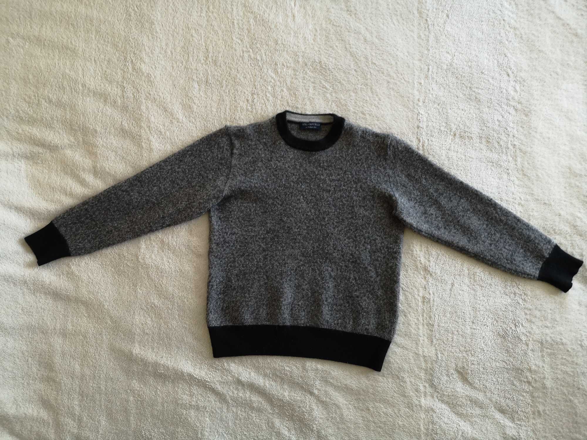 Szary melanż wełniany elegancki sweter Gino Marcello 36 jak nowy
