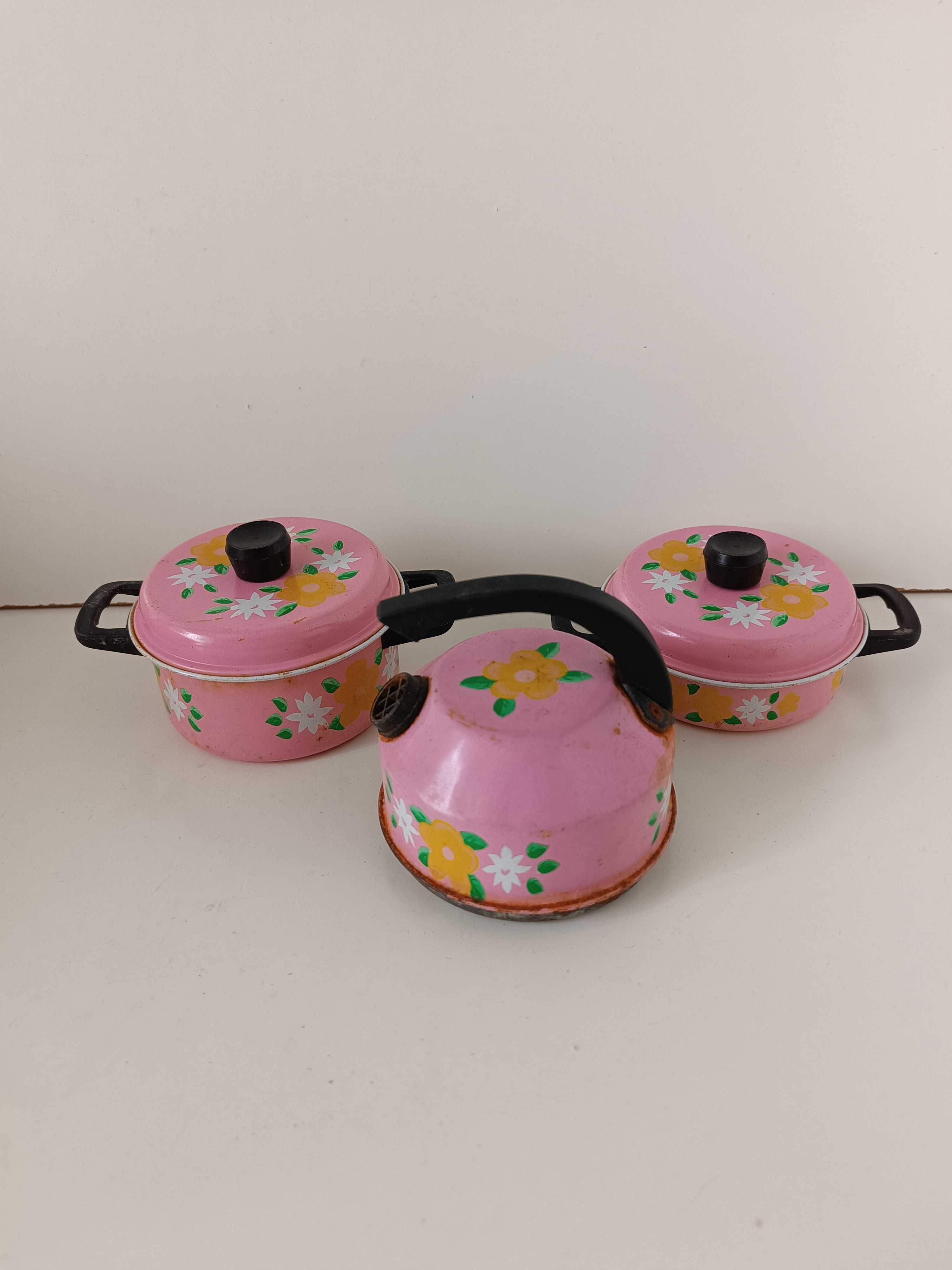 Детская игрушка набор кухонной посуды кастрюли чайник металлические