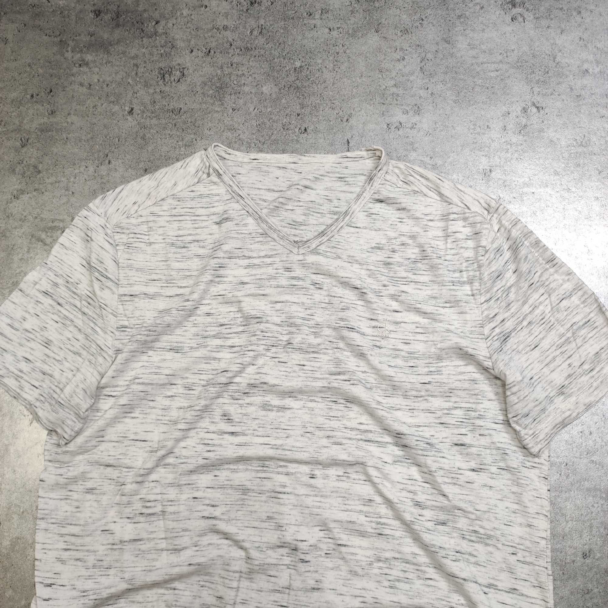 MĘSKA Koszulka Elegancka PREMIUM Szara Małe Logo CK Calvin Klein Jeans