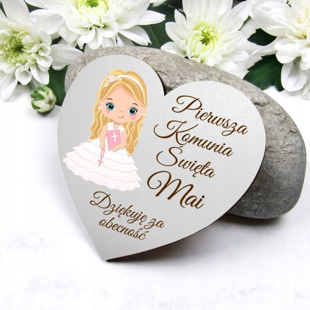 Podziękowania dla gości I Komunia Św. serca 10szt Magnes serce