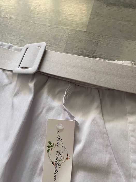 Spódnica biała midi długa z paskiem elegancka New Collection S