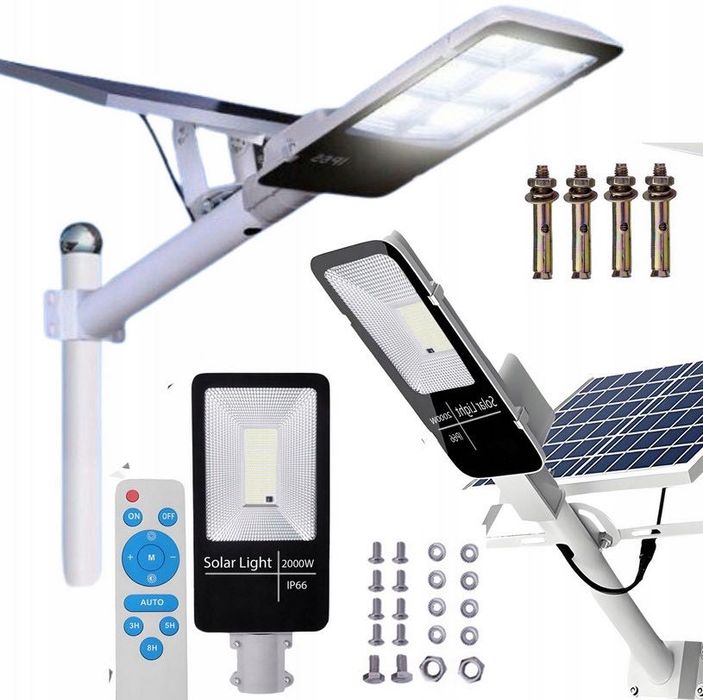 Latarnia Uliczna 1200 W Lampa Solarna + Panel + Uchwyt