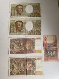 Stare banknoty Francuskie Franki