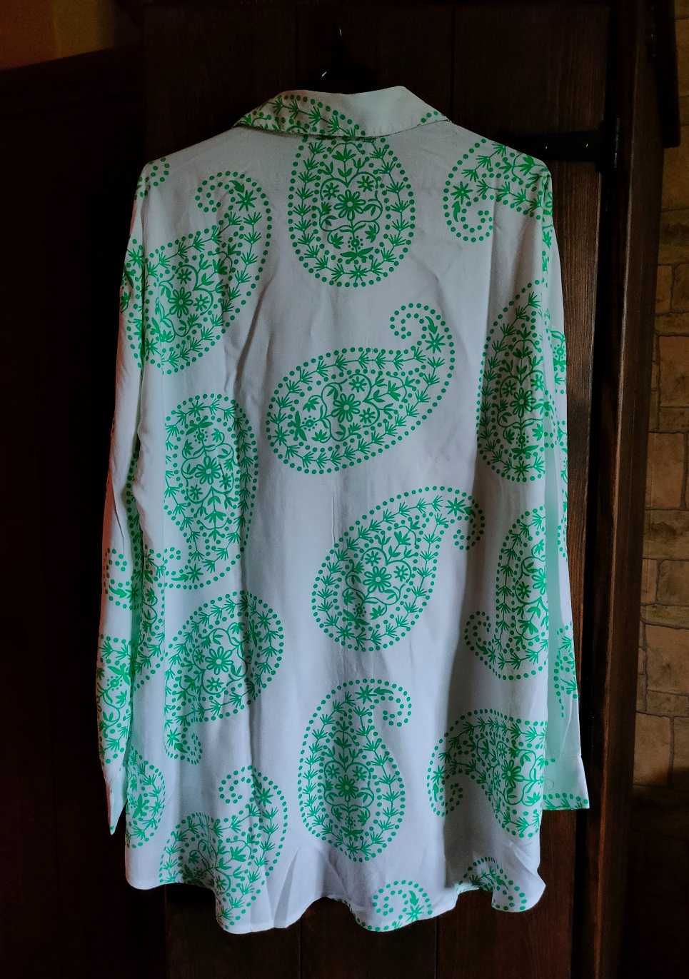 ANISTON koszula damska biała wzór zielony nowa rozmiar 44