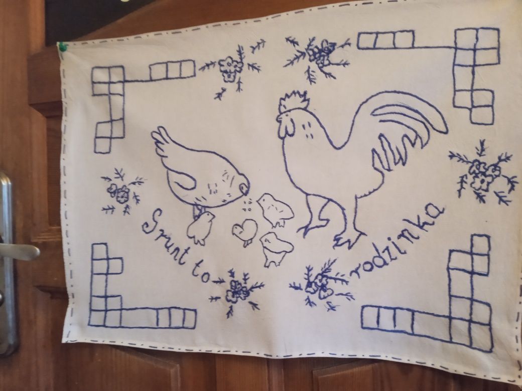 Makatka ścienna ręcznie haftowana nowa.Grunt to rodzinka.