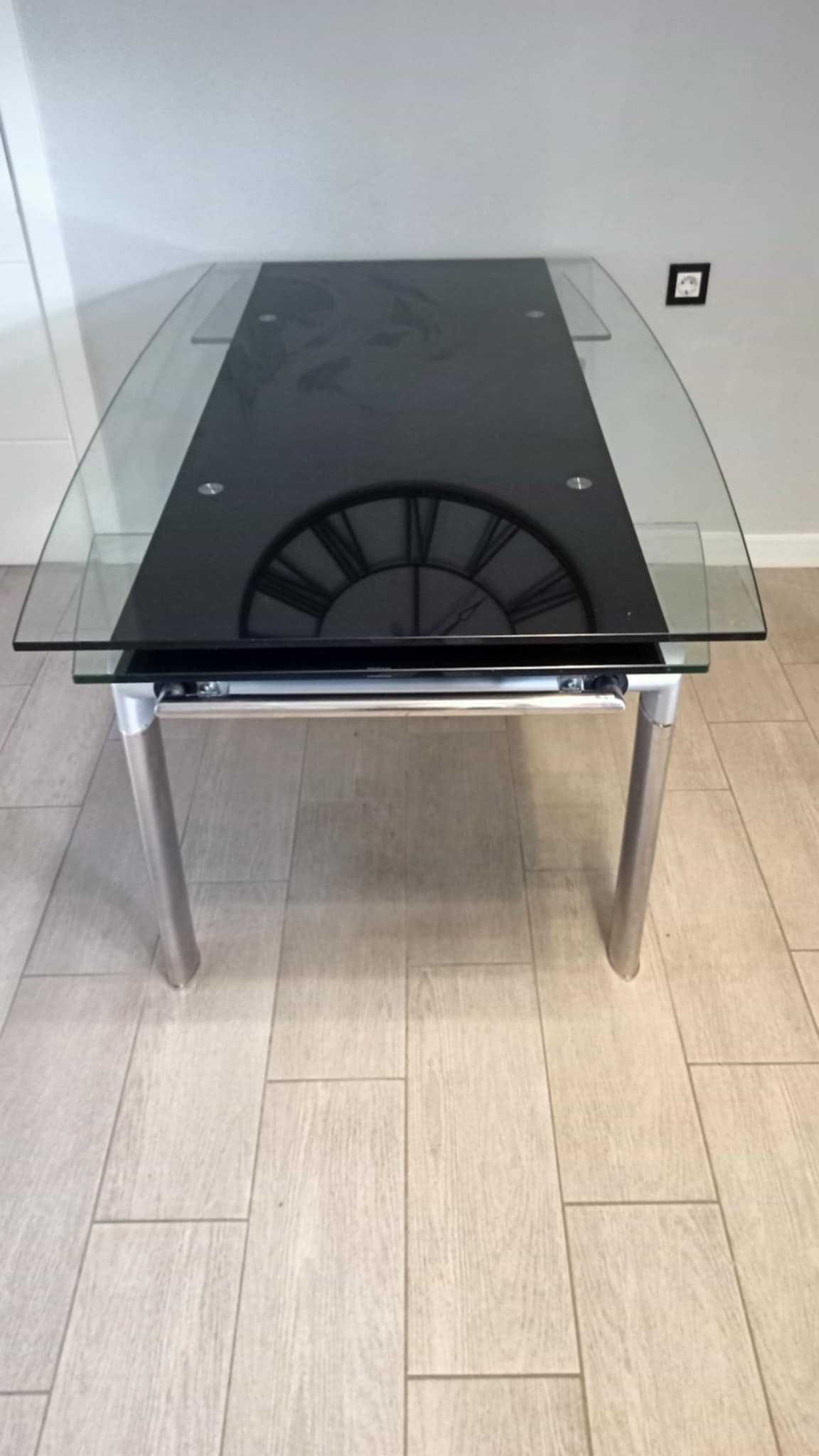 Mesa de vidro extensível para sala ou cozinha