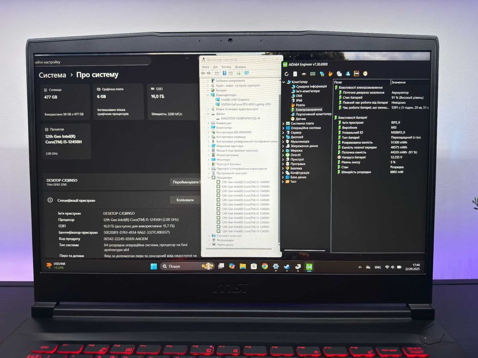 як новий MSI Thin 15, rtx 4050, core i5-12gen, 144 hz