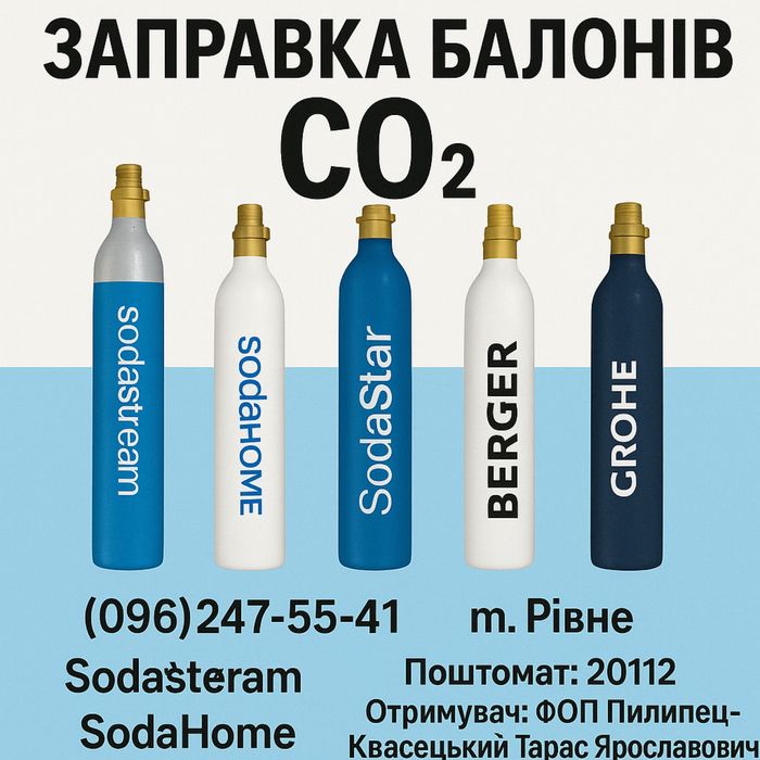 Вода газована Балон заправка Sodastream