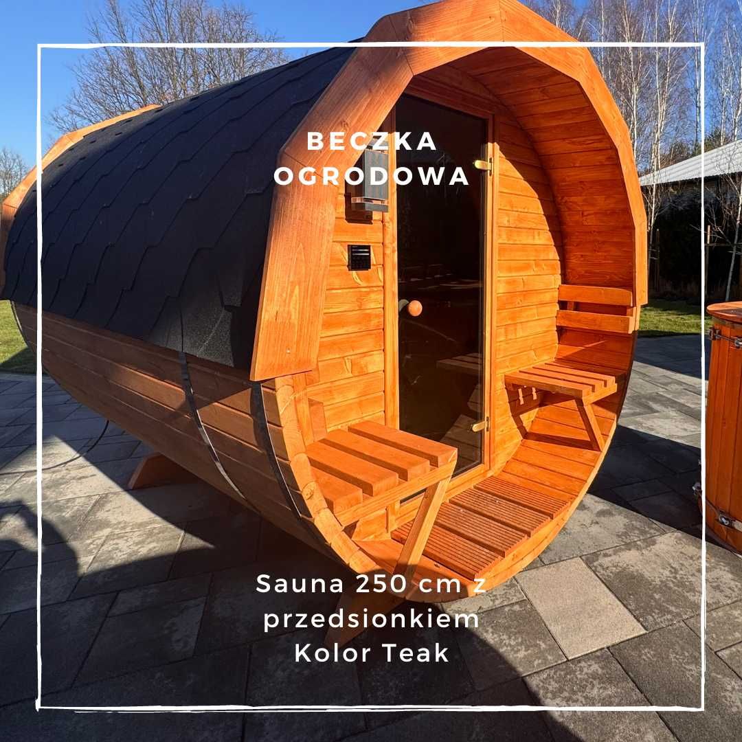 Sauna Ogrodowa 2m Beczka Ruska Bania  Dowolna Konfiguracja Cenowa