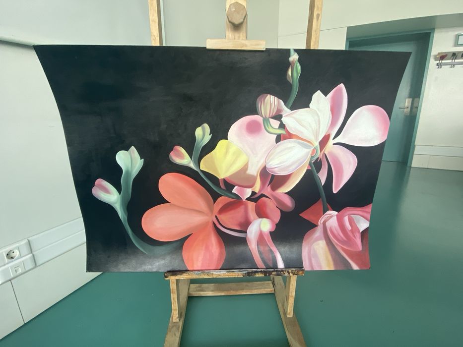 Pintura a oleo em um cartao