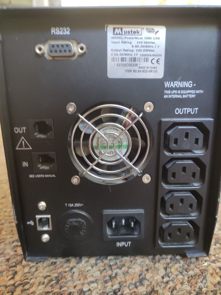 ББЖ УПС MUSTEK PowerMust 1000 VA/600Вт