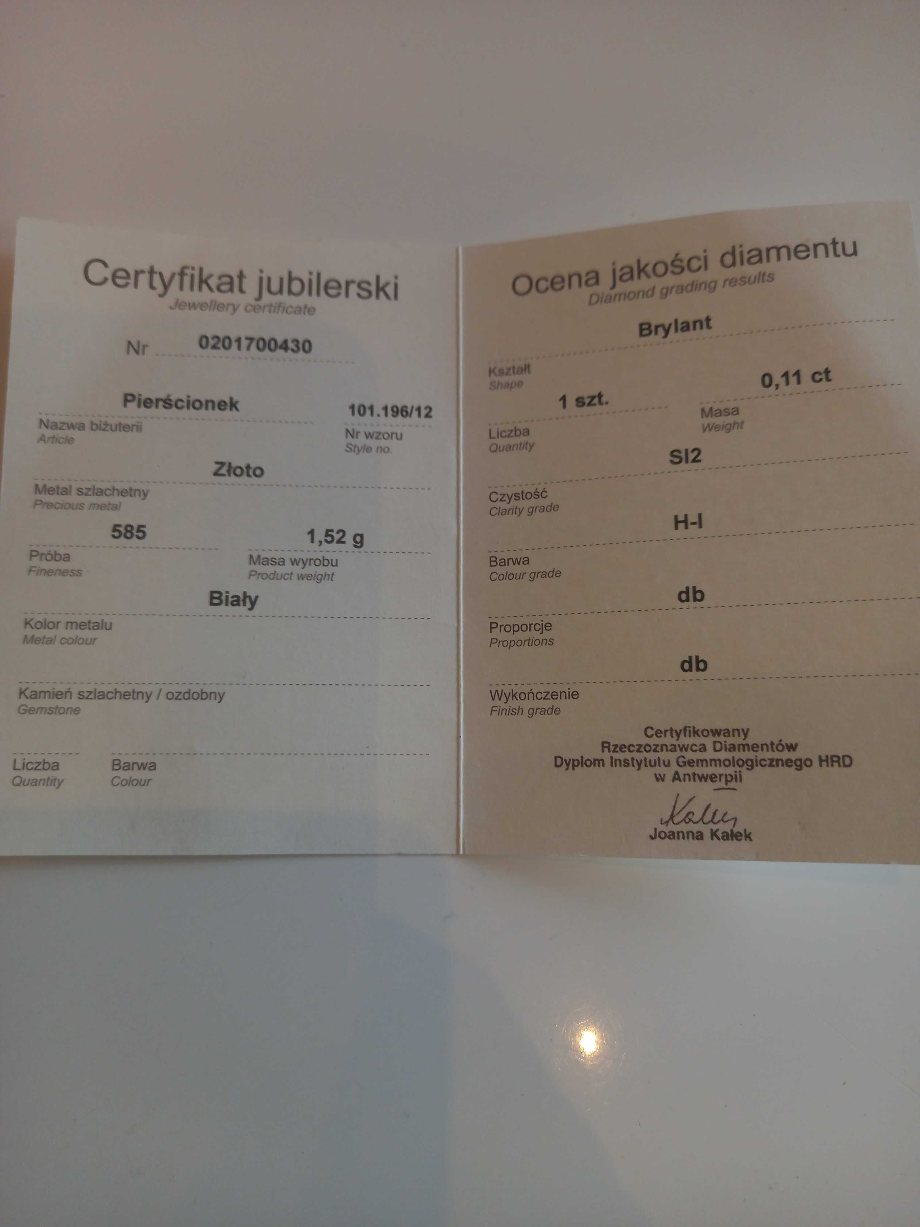 Pierścionek z brylantem