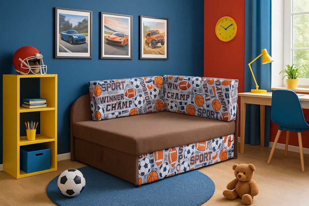 łóżko dziecięce tapicerowane z pojemnikiem sofa dziecięca tapicerowana