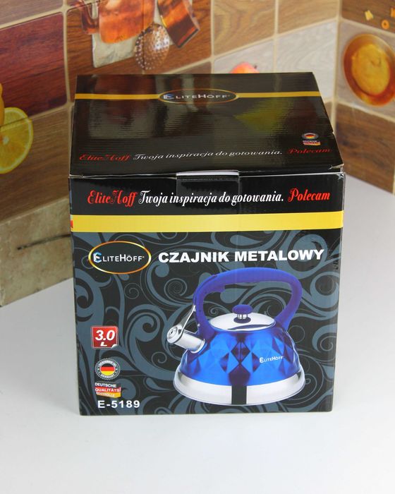 Czajnik 3L na gaz z Gwizdkiem – niebieski, Stal Nierdzewna, Indukcja