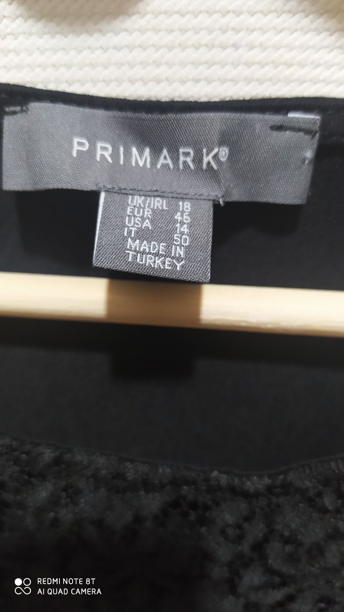 Czarna bluzka letnia z koronką Primark 46(18)