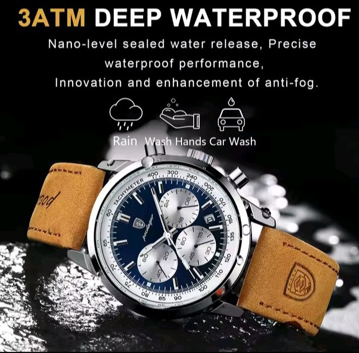 Relógio novo de marca original Poedagar á prova de água e cronógrafo i