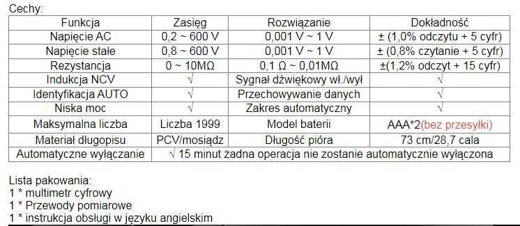Inteligentny multimetr miernik cyfrowy ANENG M113 - Czarny