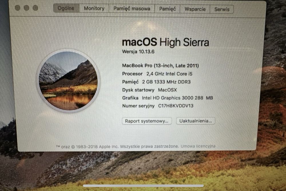 Apple MacBook Pro 13” late 2011 i5 2,4GHz A1278