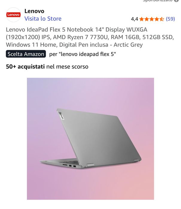 Lenovo IdeaPad Flex 5 Notebook 14 Display ram16gb 512ssd