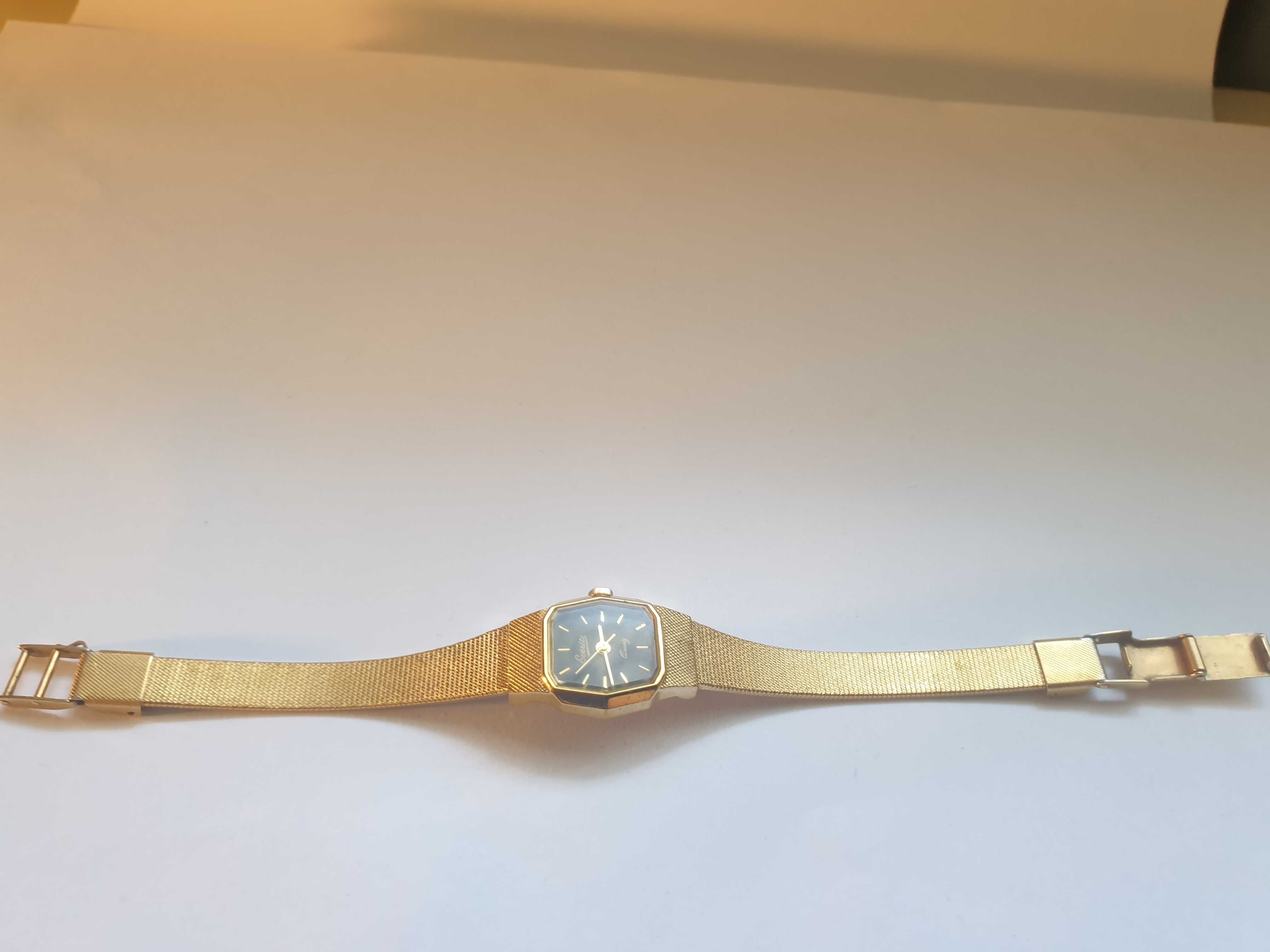 Piękny damski zloty zegarek kwarcowy Everite quartz