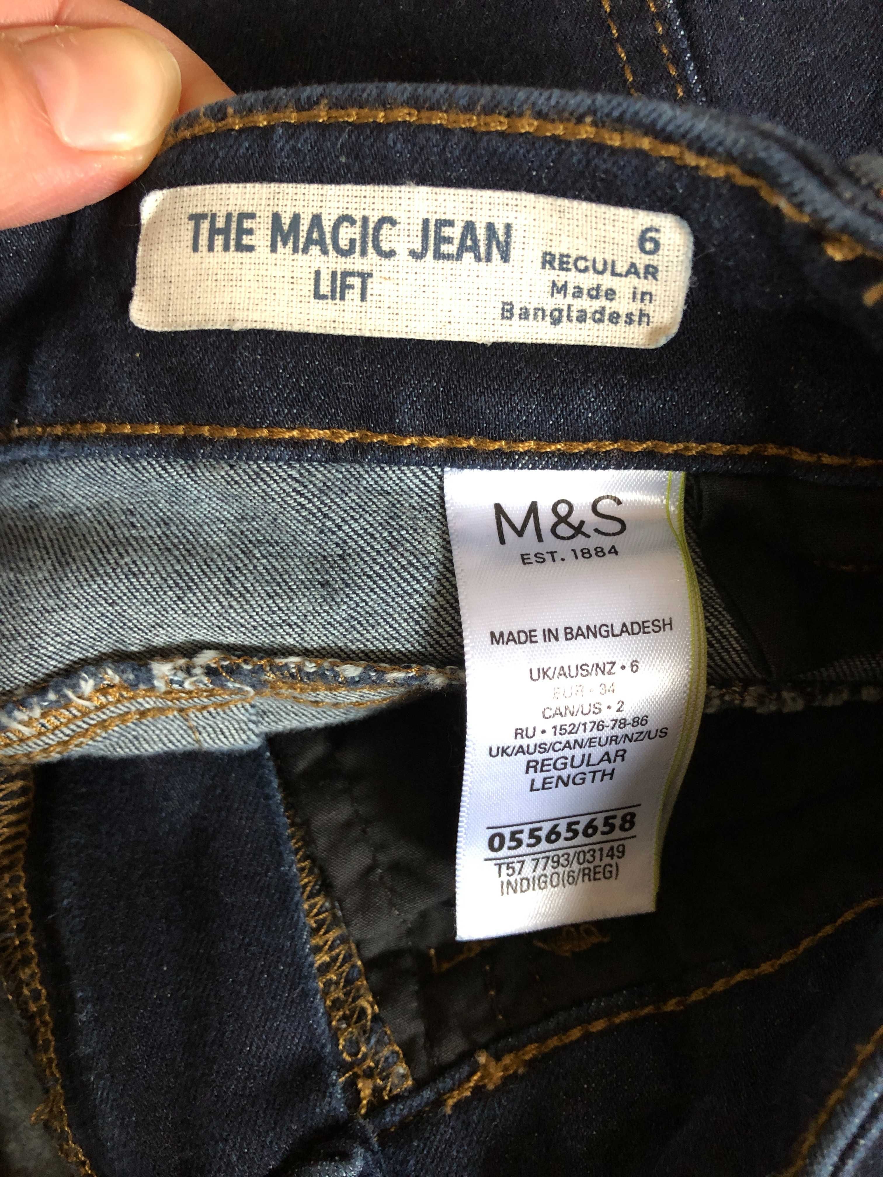 Spodnie jeansowe M&S Marks & Spencer The magic lift regular indigo