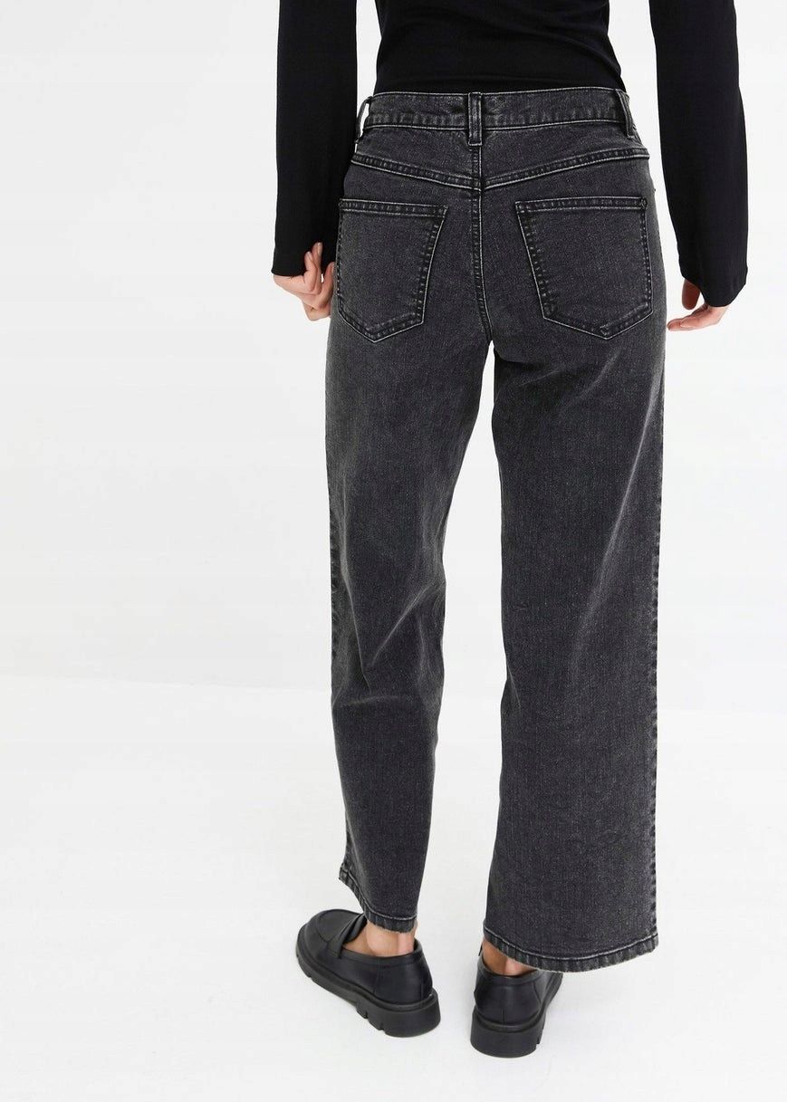 B.P.C jeansy 7/8 czarne szerokie ^46