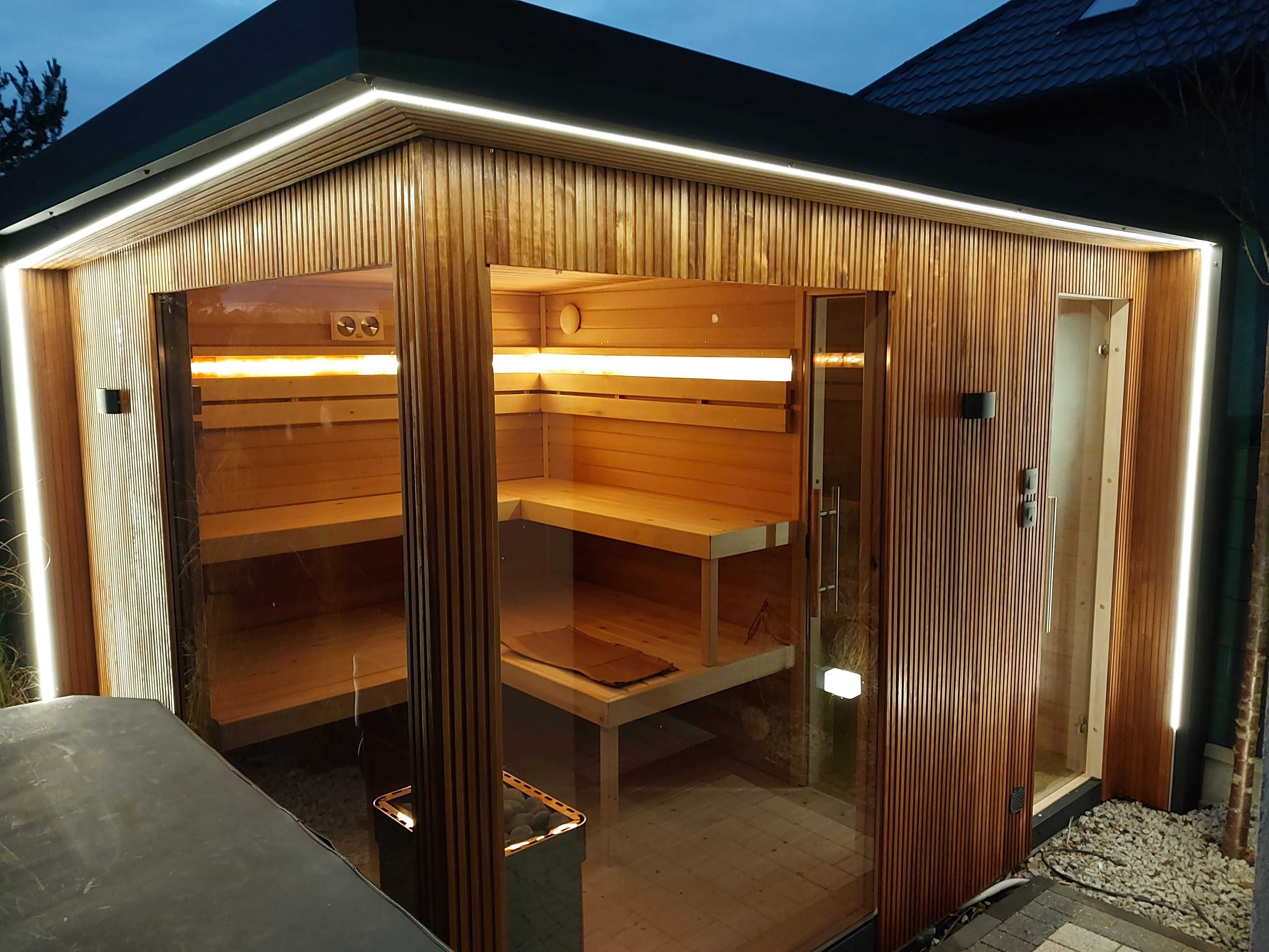 Sauna Nowoczesna Zewnętrzna Thermo z przedsionkiem