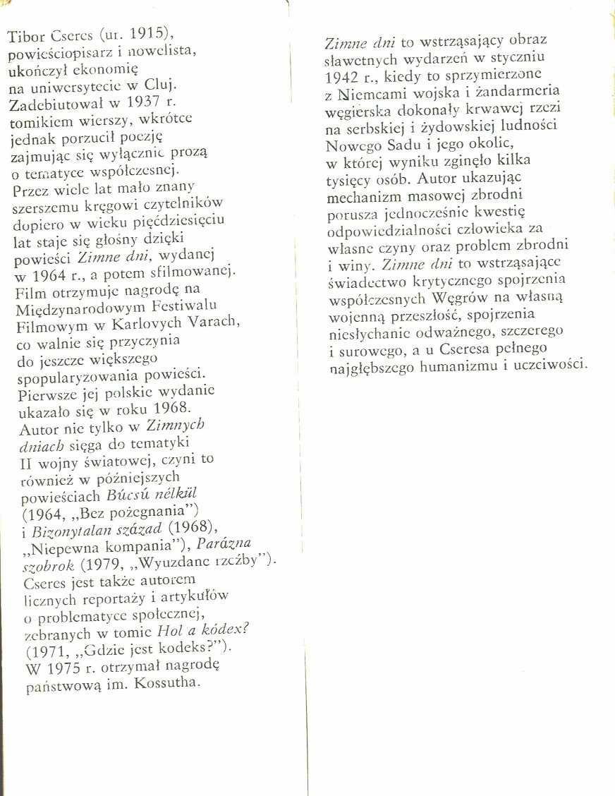 Zimne dni Tibor Cseres