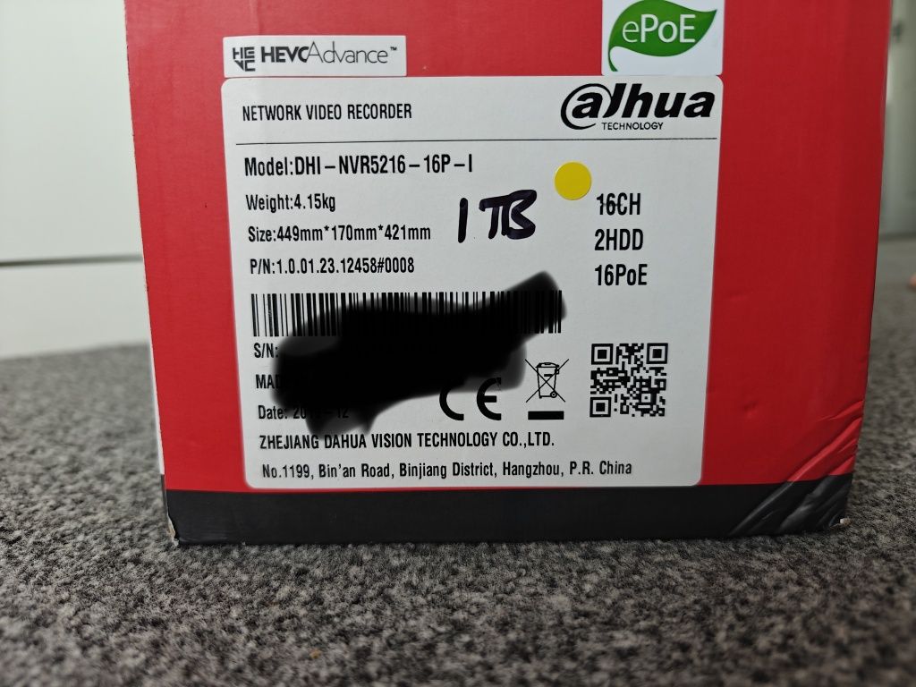 Dahua rejestrator NVR5216-16P-I HDD 1TB AI ANPR WizMind