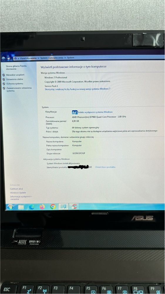 Laptop ASUS K72D | sprawny | 512GB HDD | przekątna 17” | Win7