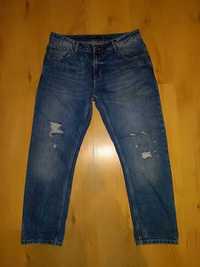 Zara Basic jeansy męskie L niebieskie przetarcia vintage