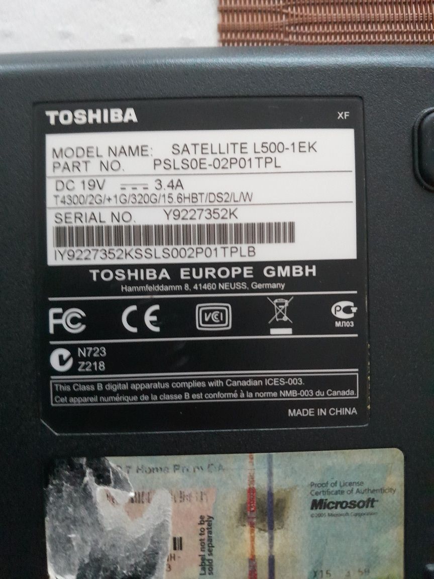 Laptop Toshiba L500-1EK 15.6 cala