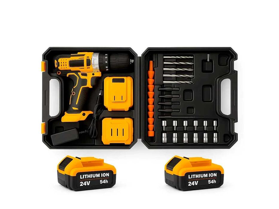 Ударний шуруповерт з набором слюсарних інструментів у валізі