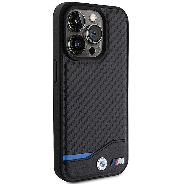 Etui BMW Leather Carbon MagSafe na iPhone 15 Pro Max - czarne