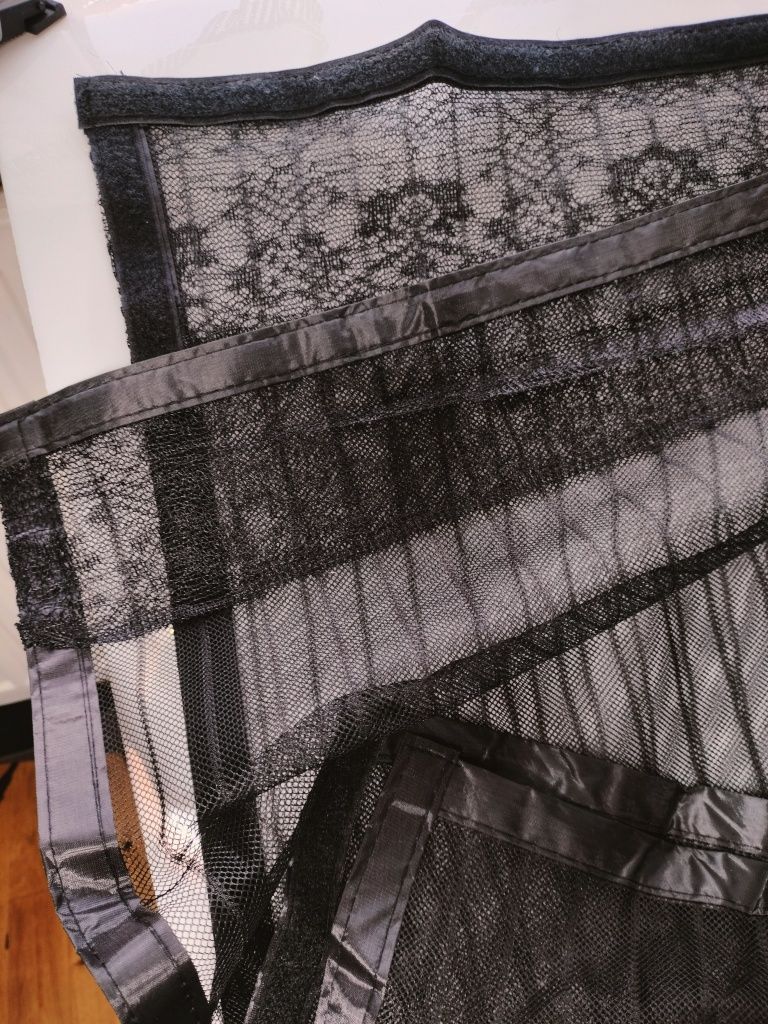 Moskitiera magnetyczna ozdobna z koronką czarna 122x222 cm