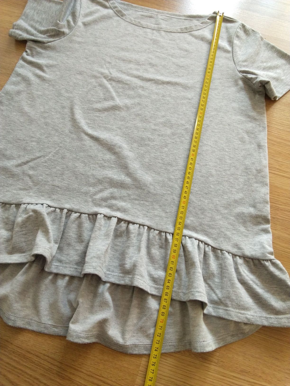 Bluzka krótki rękaw oversize xl szara cienka dresówka