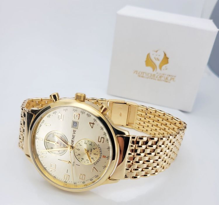 Złoty zegarek 14k 585 z bransoletą męski Geneve mw005ydy&mbw013yo K