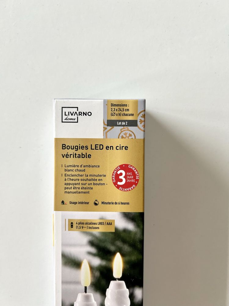 Świece LED 2 szt 24,5 cm baterie w zestawie