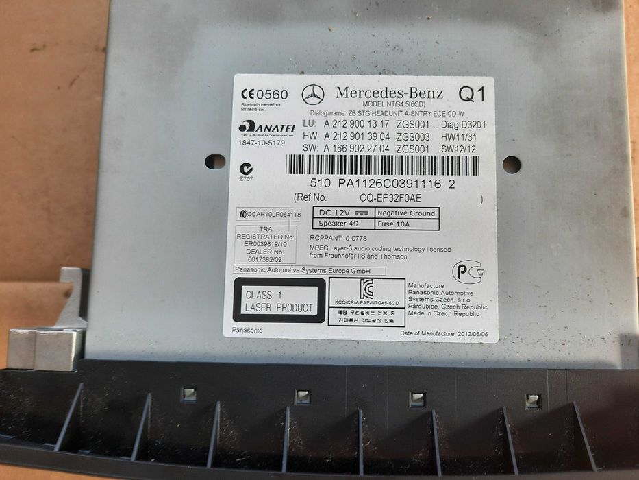 Radio NTG 4.5 nawigacja ekran A212.9001.317 Mercedes W207 W212