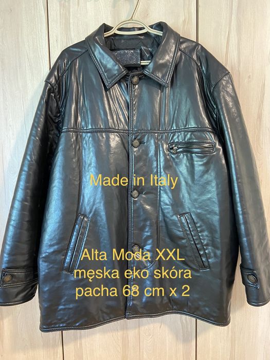Alta Moda Czarna eko skóra męska kurtka ocieplana rozm XXL