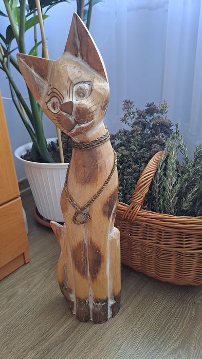 Drewniana figurka kota 62 cm