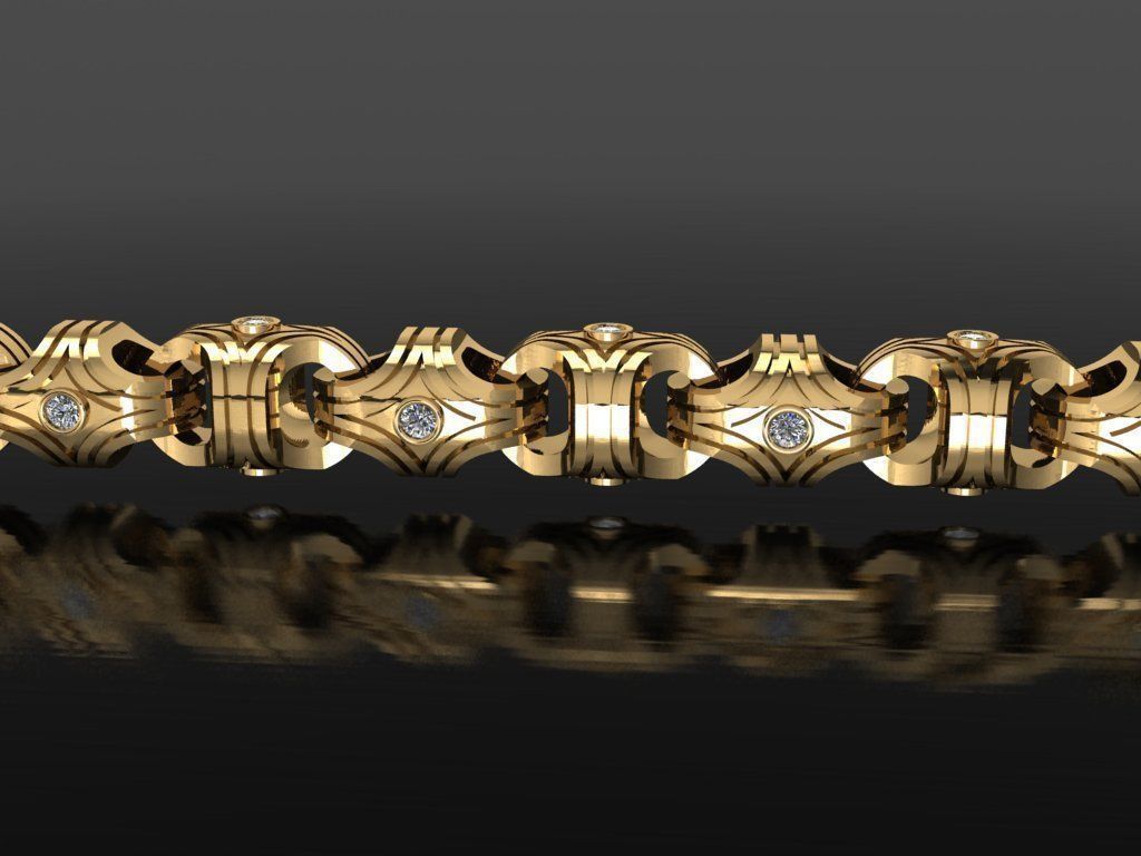 Łańcuch złoty męski z diamentami lub cyrkoniami próba 585 90g