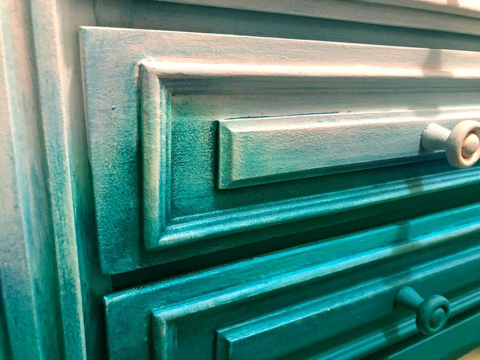 Komoda, szafka, konsola ręcznie malowana, renowacja, ombre