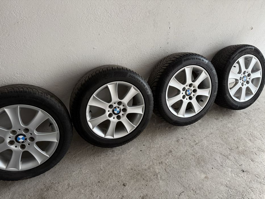 Felgi Aluminiowe Bmw 5x120 16 cali opony zimowe Continental 205/55/16