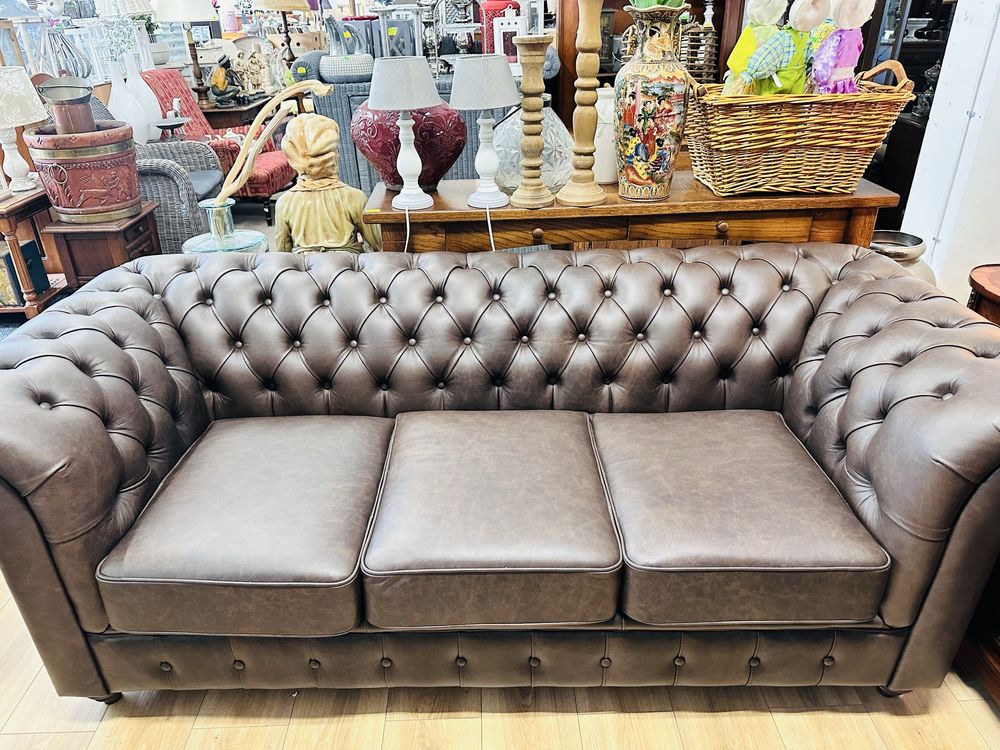 JAK NOWY !!! Perfekcyjny, angielski komplet CHESTERFIELD SKÓRA 321 :)